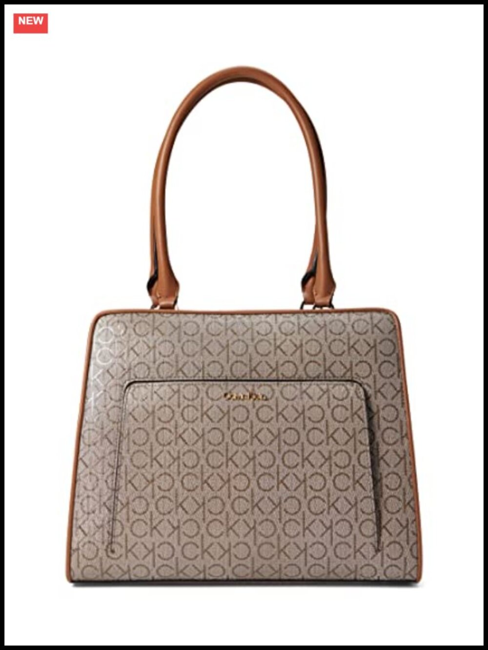 Textured Logo Emboss Tote Bag with Zipper Pockets